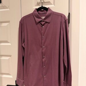 Bugatchi Men's Maroon Checkered Button Down Shirt